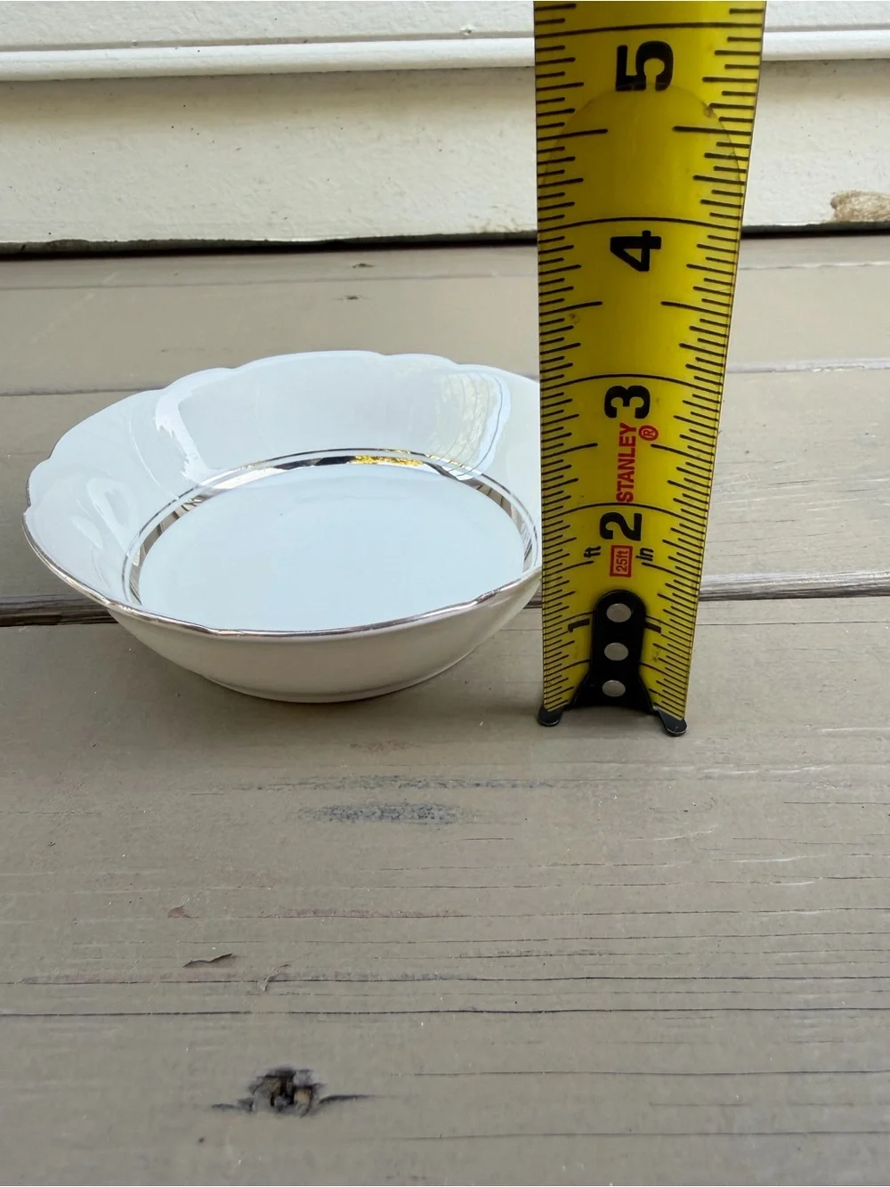 2 X Cmielow Porcelain Scalloped Rim Fruit Bowls with Silver Trim made in Poland